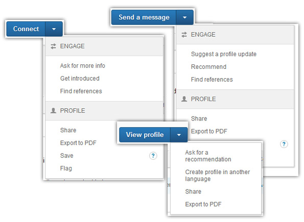 connect - Send a message - view profile - LinkedIn design