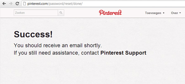 Pinterest wachtwoord resetten gelukt