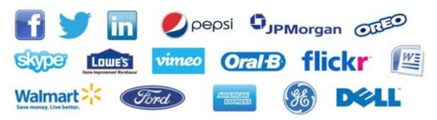 bord Ophef Triviaal bekende merken - blauwe logo's - TTM Communicatie